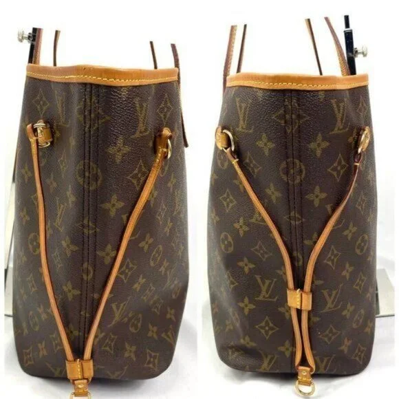 Authentic Louis Vuitton Neverfull MM Monogram Tote Shoulder Bag Brown Tan LV - Picture 7 of 13
